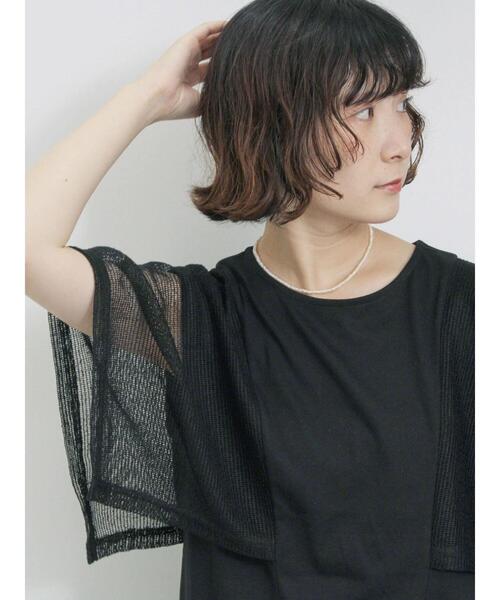 Samansa Mos2 blue（サマンサモスモスブルー）の「◎【接触冷感】メッシュ切替プルオーバー（Tシャツ/カットソー・レディース・ブラック/オフホワイト/キャメル・F）」の13枚目の写真