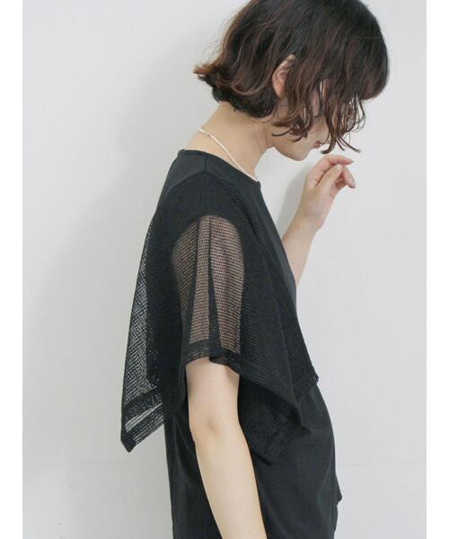 Samansa Mos2 blue（サマンサモスモスブルー）の「◎【接触冷感】メッシュ切替プルオーバー（Tシャツ/カットソー・レディース・ブラック/オフホワイト/キャメル・F）」の14枚目の写真