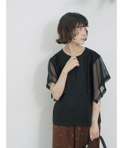 Samansa Mos2 blue（サマンサモスモスブルー）の「◎【接触冷感】メッシュ切替プルオーバー（Tシャツ/カットソー・レディース・ブラック/オフホワイト/キャメル・F）」の16枚目の写真