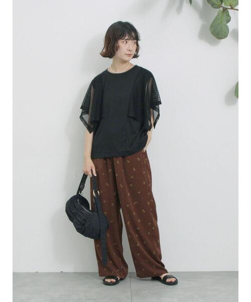 Samansa Mos2 blue（サマンサモスモスブルー）の「◎【接触冷感】メッシュ切替プルオーバー（Tシャツ/カットソー・レディース・ブラック/オフホワイト/キャメル・F）」の17枚目の写真