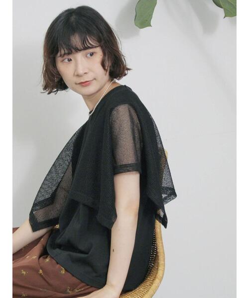 Samansa Mos2 blue（サマンサモスモスブルー）の「◎【接触冷感】メッシュ切替プルオーバー（Tシャツ/カットソー・レディース・ブラック/オフホワイト/キャメル・F）」の18枚目の写真