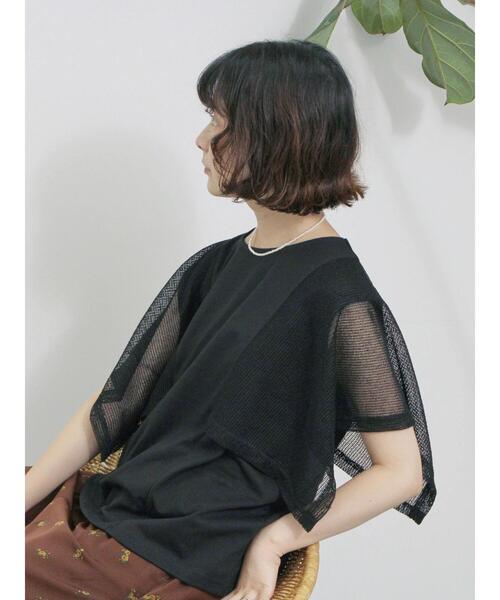 Samansa Mos2 blue（サマンサモスモスブルー）の「◎【接触冷感】メッシュ切替プルオーバー（Tシャツ/カットソー・レディース・ブラック/オフホワイト/キャメル・F）」の19枚目の写真