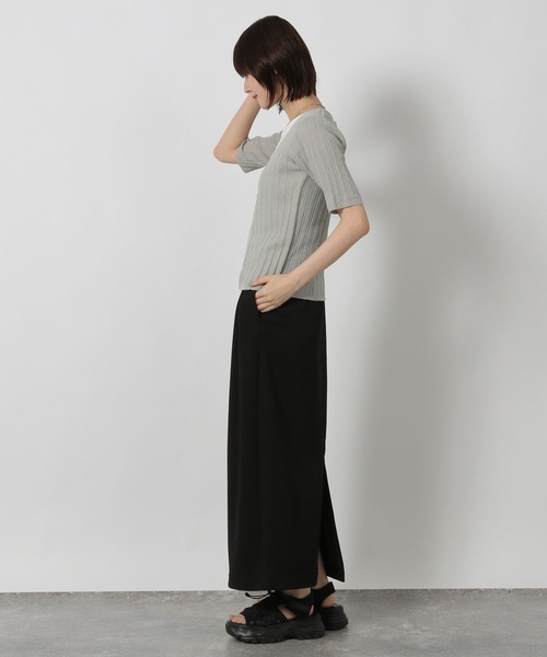 LAKOLE（ラコレ）の「レイヤー風ニットプルオーバー半袖 / 593468（ニット/セーター・レディース・ブラック/グレー/イエロー・FREE）」の8枚目の写真