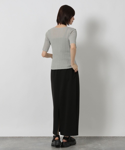 LAKOLE（ラコレ）の「レイヤー風ニットプルオーバー半袖 / 593468（ニット/セーター・レディース・ブラック/グレー/イエロー・FREE）」の9枚目の写真