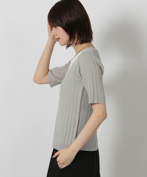 LAKOLE（ラコレ）の「レイヤー風ニットプルオーバー半袖 / 593468（ニット/セーター・レディース・ブラック/グレー/イエロー・FREE）」の11枚目の写真