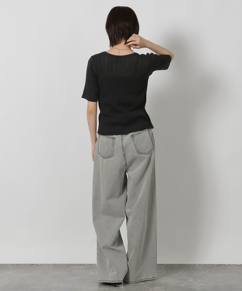 LAKOLE（ラコレ）の「レイヤー風ニットプルオーバー半袖 / 593468（ニット/セーター・レディース・ブラック/グレー/イエロー・FREE）」の16枚目の写真