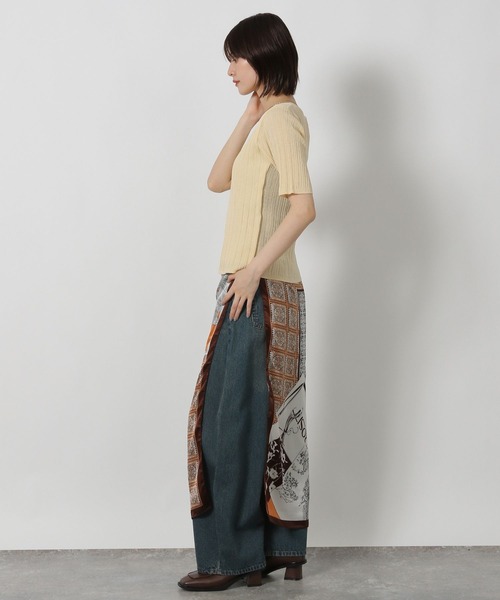 LAKOLE（ラコレ）の「レイヤー風ニットプルオーバー半袖 / 593468（ニット/セーター・レディース・ブラック/グレー/イエロー・FREE）」の14枚目の写真