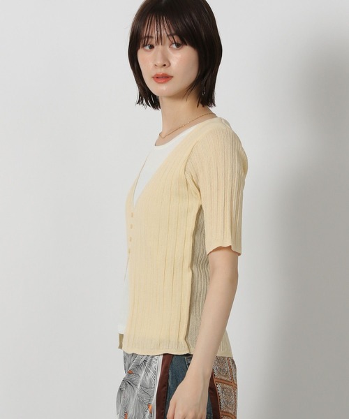 LAKOLE（ラコレ）の「レイヤー風ニットプルオーバー半袖 / 593468（ニット/セーター・レディース・ブラック/グレー/イエロー・FREE）」の18枚目の写真