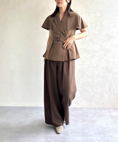 31 Sons de mode（トランテアン　ソン　ドゥ　モード）の「2025秋冬新作 ダブルベルト付ワイドパンツ（スラックス・レディース・ブラウン/ピンク/グレー・S/M）」の11枚目の写真