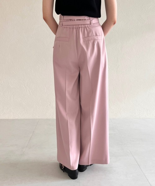 31 Sons de mode（トランテアン　ソン　ドゥ　モード）の「2025秋冬新作 ダブルベルト付ワイドパンツ（スラックス・レディース・ブラウン/ピンク/グレー・S/M）」の6枚目の写真