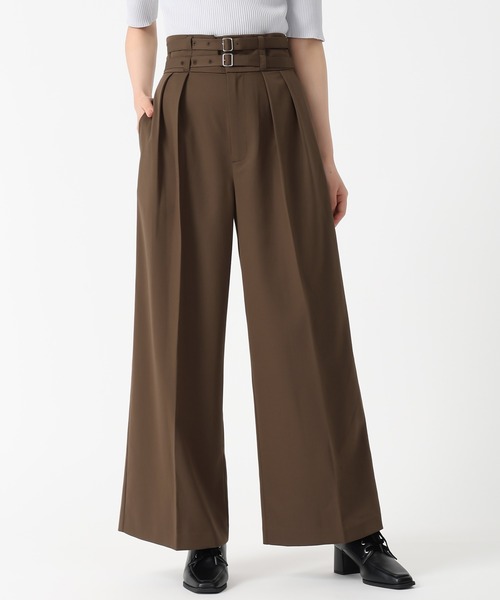 31 Sons de mode（トランテアン　ソン　ドゥ　モード）の「2025秋冬新作 ダブルベルト付ワイドパンツ（スラックス・レディース・ブラウン/ピンク/グレー・S/M）」の15枚目の写真