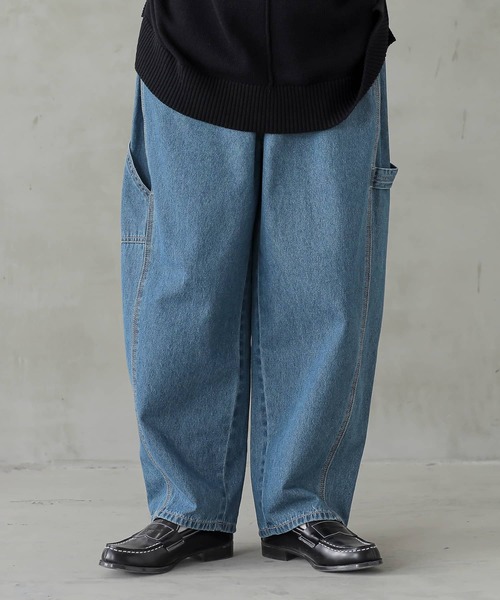 n'OrLABEL(ノアールレーベル)の「サルエルペインターデニムパンツ(デニムパンツ・レディース・ネイビー/ブルー・2/1)」の1枚目の写真