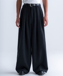 SINSS(VX)Tweed three tuck wide slacks / cC[h3^bNChXbNX(XbNX)