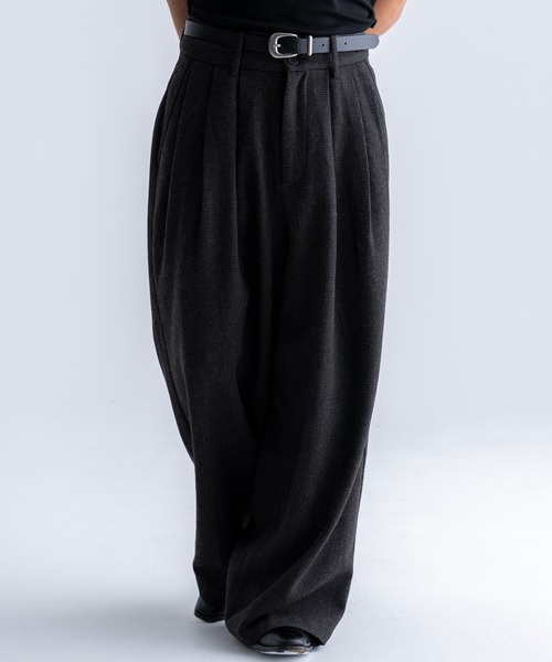 Tweed three tuck wide slacks / ツイード3タックワイドスラックス