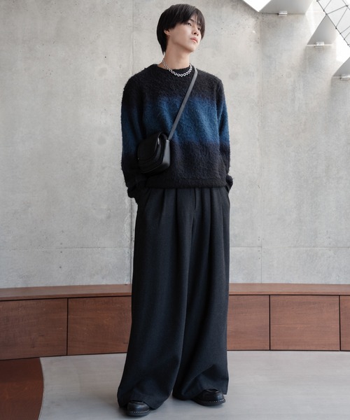 Tweed three tuck wide slacks / ツイード3タックワイドスラックス