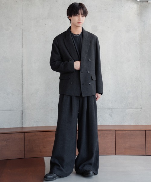 SINSS（シンス）の「Tweed three tuck wide slacks / ツイード3タック