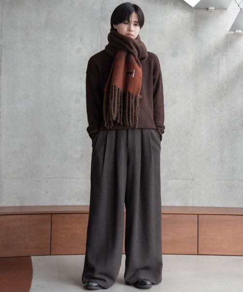 Tweed three tuck wide slacks / ツイード3タックワイドスラックス