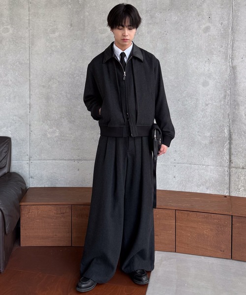 SINSS（シンス）の「Tweed three tuck wide slacks / ツイード3タック