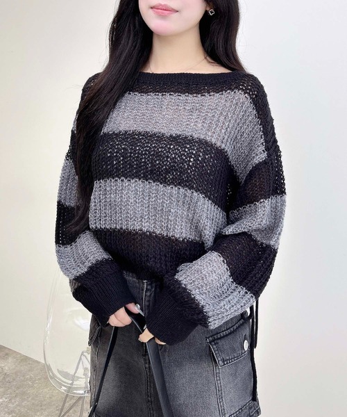 ツ*ジ様 グッドイナフ　goodenough モヘア　ボーダー　ニット INGNI（イング）の「ドロストモヘアボーダーニット（ニット/セーター