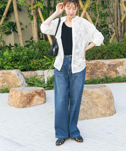 ITEMS URBANRESEARCH（アイテムズ アーバンリサーチ）の「ペイズリーレースバンドカラーシャツ（シャツ/ブラウス・レディース・ホワイト/ブラウン・FREE）」の6枚目の写真