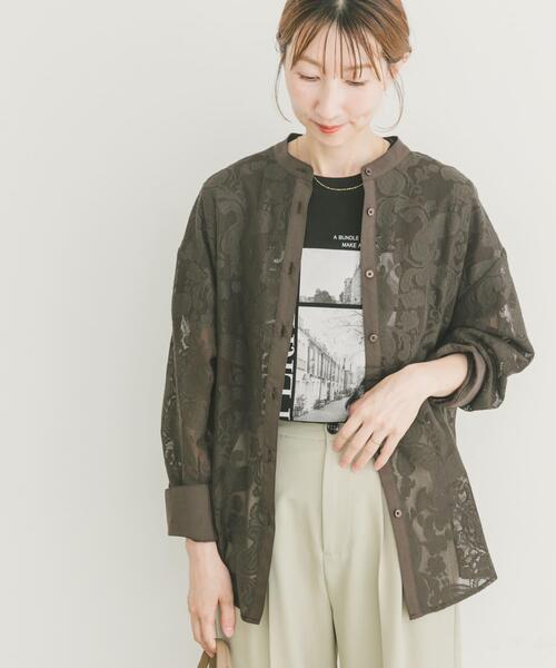 ITEMS URBANRESEARCH（アイテムズ アーバンリサーチ）の「ペイズリーレースバンドカラーシャツ（シャツ/ブラウス・レディース・ホワイト/ブラウン・FREE）」の10枚目の写真