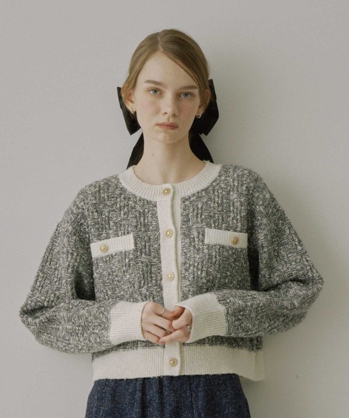 HEIREN】ツイードニットジャケット（カーディガン/ボレロ）｜HEIREN