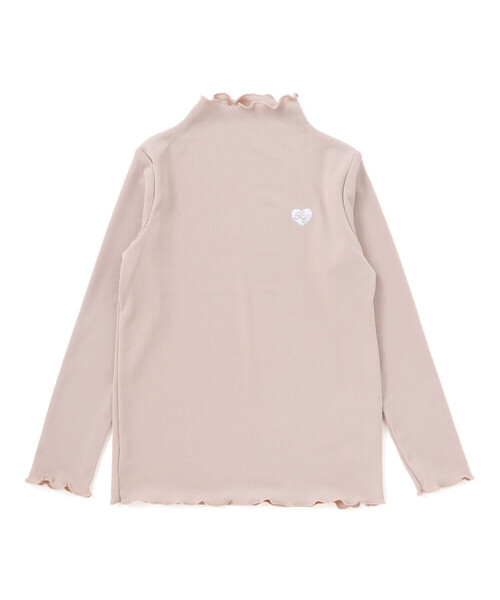 Tartine et Chocolat(タルティーヌエショコラ)の「テレコハートワッペン刺しゅうTシャツ(100~140cm)(Tシャツ/カットソー・キッズ・ピンク/ネイビー・100cm/140cm/110cm/130cm/120cm)」の1枚目の写真