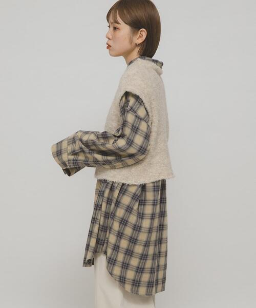KBF（ケイビーエフ）の「BIGチェックシャツ（シャツ/ブラウス・レディース・グレー系その他/イエロー系その他/ブルー系その他・ONE）」の5枚目の写真