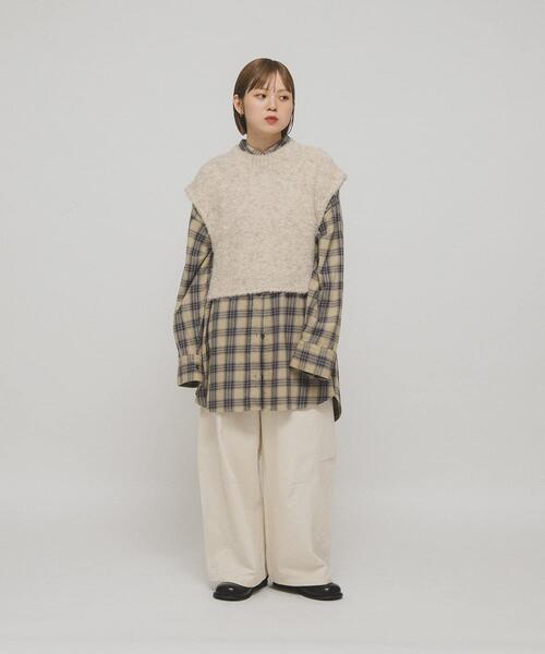 KBF（ケイビーエフ）の「BIGチェックシャツ（シャツ/ブラウス・レディース・グレー系その他/イエロー系その他/ブルー系その他・ONE）」の6枚目の写真