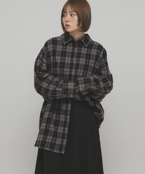 KBF（ケイビーエフ）の「BIGチェックシャツ（シャツ/ブラウス・レディース・グレー系その他/イエロー系その他/ブルー系その他・ONE）」の22枚目の写真