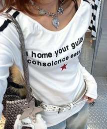 SHEENA（シーナ）の「ワイドネックラインスリーブロゴロンT（Tシャツ/カットソー）」