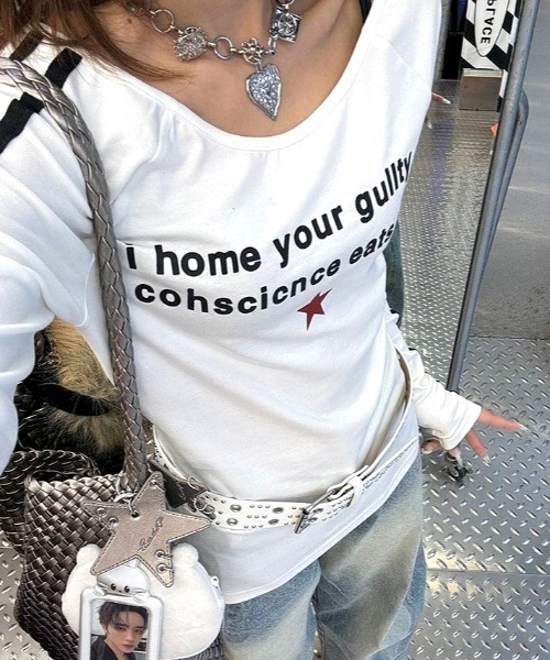 SHEENA(シーナ)の「ワイドネックラインスリーブロゴロンT(Tシャツ/カットソー・レディース・ホワイト・M)」の13枚目の写真
