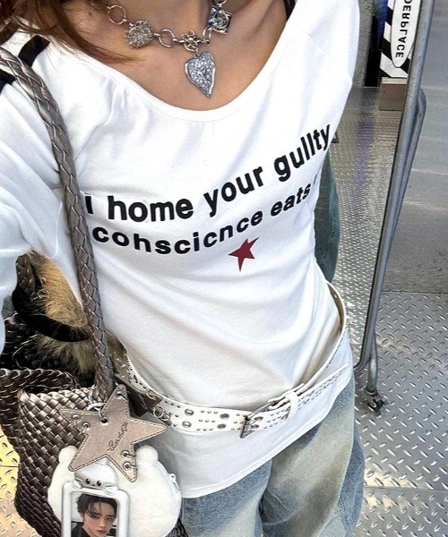 SHEENA(シーナ)の「ワイドネックラインスリーブロゴロンT(Tシャツ/カットソー・レディース・ホワイト・M)」の15枚目の写真