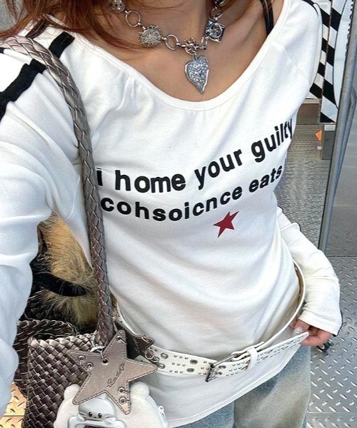 SHEENA(シーナ)の「ワイドネックラインスリーブロゴロンT(Tシャツ/カットソー・レディース・ホワイト・M)」の14枚目の写真