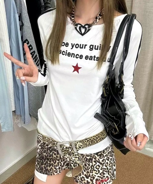 SHEENA(シーナ)の「ワイドネックラインスリーブロゴロンT(Tシャツ/カットソー・レディース・ホワイト・M)」の7枚目の写真