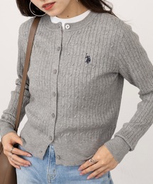 SETUP7（セットアップセブン）の「【U.S. POLO ASSN.】26SS 春ニット☆ワンポイントロゴ ポニー刺繍 ミニケーブルカーディガン（カーディガン/ボレロ）」