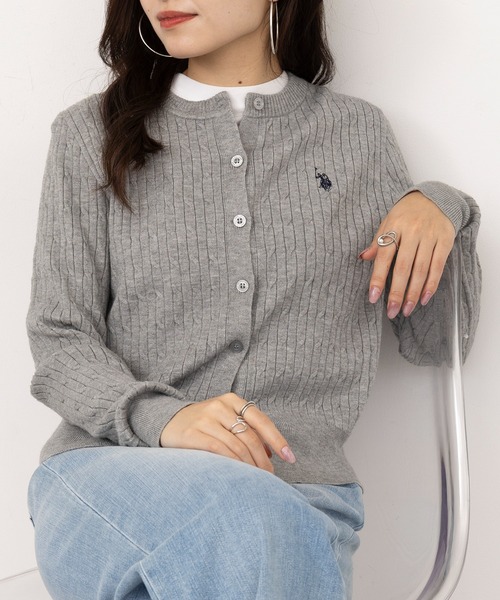 U.S. POLO ASSN.(ユーエスポロアッスン)の「【U.S. POLO ASSN.】26AW新色入荷 ワンポイントロゴ ポニー刺繍 ミニケーブルカーディガン(カーディガン/ボレロ・レディース・グレー/ワイン/アイボリー/ブラック/ネイビー/ブラウン・L/M)」の17枚目の写真