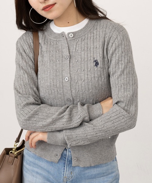 U.S. POLO ASSN.(ユーエスポロアッスン)の「【U.S. POLO ASSN.】26AW新色入荷 ワンポイントロゴ ポニー刺繍 ミニケーブルカーディガン(カーディガン/ボレロ・レディース・グレー/ワイン/アイボリー/ブラック/ネイビー/ブラウン・L/M)」の18枚目の写真