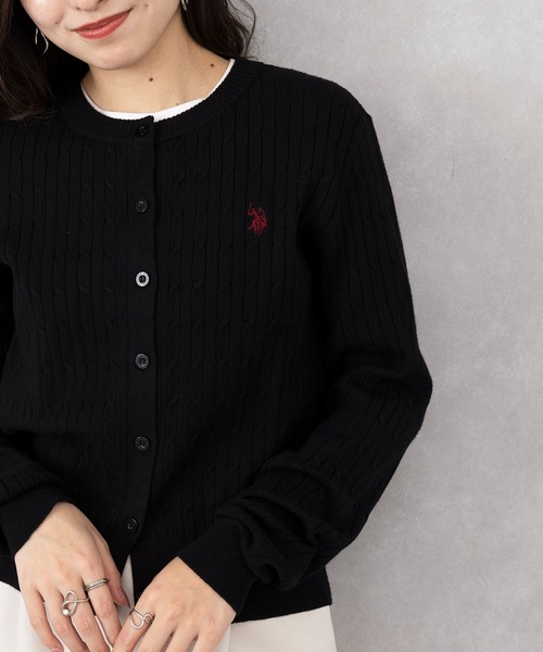 U.S. POLO ASSN.(ユーエスポロアッスン)の「【U.S. POLO ASSN.】26AW新色入荷 ワンポイントロゴ ポニー刺繍 ミニケーブルカーディガン(カーディガン/ボレロ・レディース・グレー/ワイン/アイボリー/ブラック/ネイビー/ブラウン・L/M)」の12枚目の写真