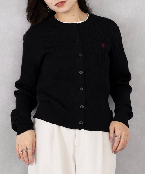 U.S. POLO ASSN.(ユーエスポロアッスン)の「【U.S. POLO ASSN.】26AW新色入荷 ワンポイントロゴ ポニー刺繍 ミニケーブルカーディガン(カーディガン/ボレロ・レディース・グレー/ワイン/アイボリー/ブラック/ネイビー/ブラウン・L/M)」の13枚目の写真