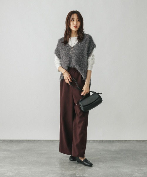 GLOBAL WORK（グローバルワーク）の「サラサラシャギーベスト/長袖T/581160（ベスト・レディース・モカ/アイボリー/チャコールグレー・SHORT/REGULAR）」の8枚目の写真