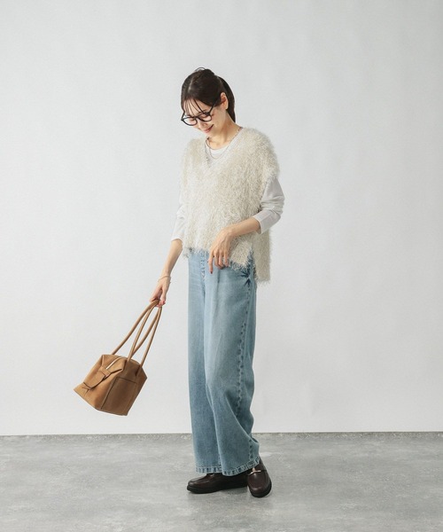 GLOBAL WORK（グローバルワーク）の「サラサラシャギーベスト/長袖T/581160（ベスト・レディース・モカ/アイボリー/チャコールグレー・SHORT/REGULAR）」の22枚目の写真