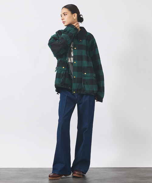 REMI RELIEF(レミレリーフ)の「【REMI RELIEF/レミレリーフ】バッファローチェック/ ブロックチェック / ユニセックス/ チェック柄/ アメカジジャケット(カバーオール・メンズ・ブラック/ダークグリーン・M/L/XL)」の6枚目の写真