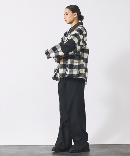 REMI RELIEF(レミレリーフ)の「【REMI RELIEF/レミレリーフ】バッファローチェック/ ブロックチェック / ユニセックス/ チェック柄/ アメカジジャケット(カバーオール・メンズ・ブラック/ダークグリーン・M/L/XL)」の10枚目の写真
