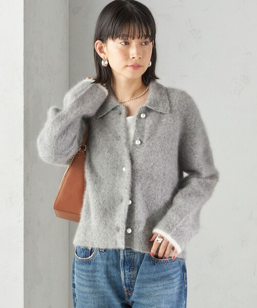 セール】杢 フォックス カシミヤ ポロ ニット カーディガン