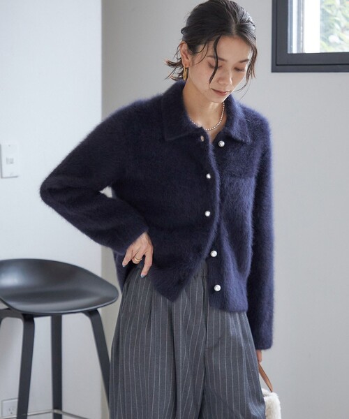 未使用級♡フォクシー Knit Cardigan Prairie ボレロ S 紺 FOXEY（フォクシー） 未使用/20年製 38524 カシミヤ100