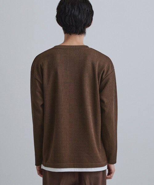 tk.TAKEO KIKUCHI（ティーケータケオキクチ）の「ニットライクジャカードカットソー（Tシャツ/カットソー・メンズ・チャコールグレー/ブラウン系その他/ホワイト・02/04/03）」の18枚目の写真