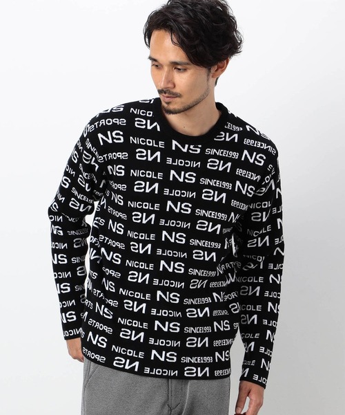 NICOLE CLUB FOR MEN（ニコルクラブフォーメン）の「【NICOLE SPORTS】総ロゴジャガードニット（ニット/セーター・メンズ・ブラック系/ホワイト系その他/ネイビー系/ホワイト系・X-LARGE/LARGE/MEDIUM）」の3枚目の写真