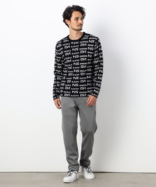 NICOLE CLUB FOR MEN（ニコルクラブフォーメン）の「【NICOLE SPORTS】総ロゴジャガードニット（ニット/セーター・メンズ・ブラック系/ホワイト系その他/ネイビー系/ホワイト系・X-LARGE/LARGE/MEDIUM）」の5枚目の写真