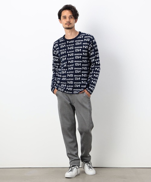 NICOLE CLUB FOR MEN（ニコルクラブフォーメン）の「【NICOLE SPORTS】総ロゴジャガードニット（ニット/セーター・メンズ・ブラック系/ホワイト系その他/ネイビー系/ホワイト系・X-LARGE/LARGE/MEDIUM）」の6枚目の写真